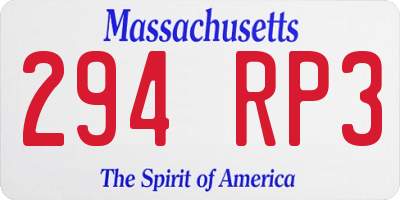 MA license plate 294RP3