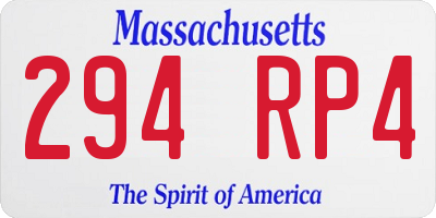 MA license plate 294RP4