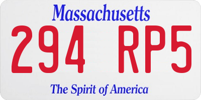 MA license plate 294RP5