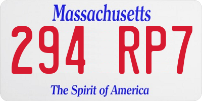MA license plate 294RP7