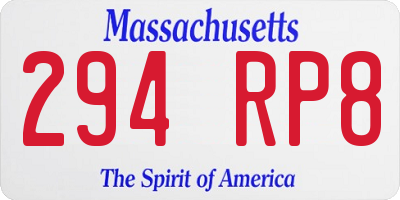MA license plate 294RP8