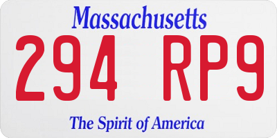 MA license plate 294RP9