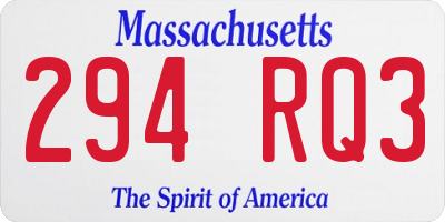 MA license plate 294RQ3