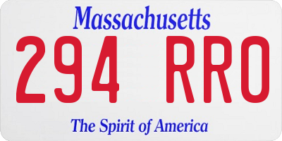 MA license plate 294RR0