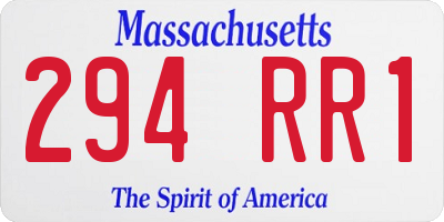 MA license plate 294RR1