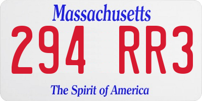 MA license plate 294RR3