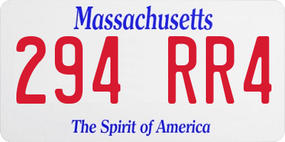 MA license plate 294RR4