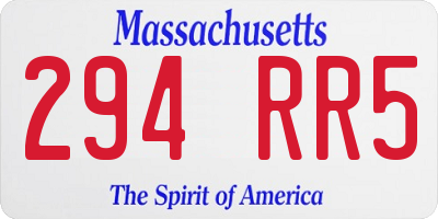 MA license plate 294RR5