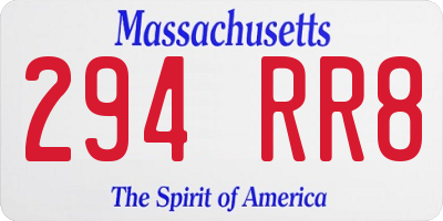 MA license plate 294RR8
