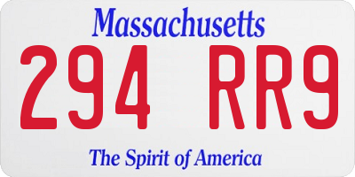 MA license plate 294RR9