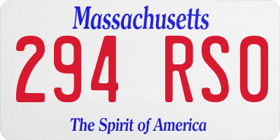 MA license plate 294RS0