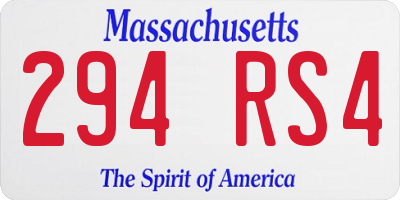 MA license plate 294RS4