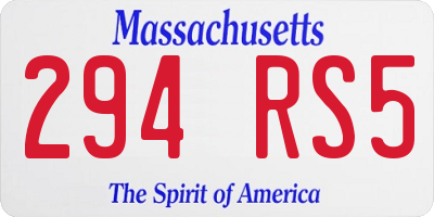 MA license plate 294RS5