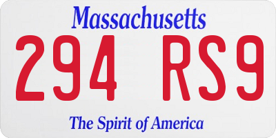 MA license plate 294RS9