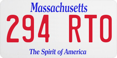 MA license plate 294RT0