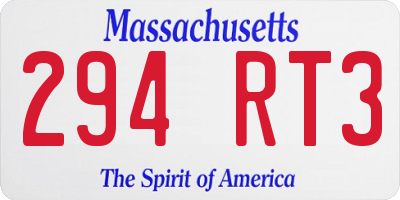 MA license plate 294RT3