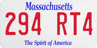 MA license plate 294RT4