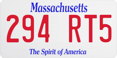 MA license plate 294RT5