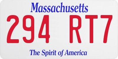 MA license plate 294RT7