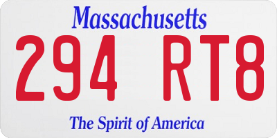 MA license plate 294RT8