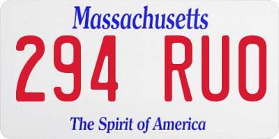 MA license plate 294RU0