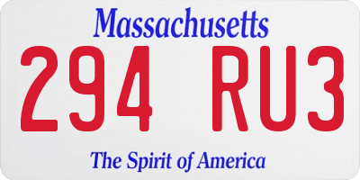 MA license plate 294RU3