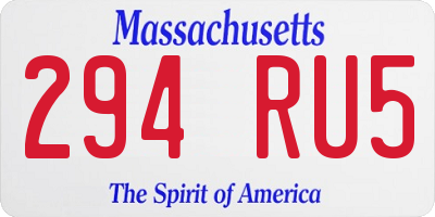 MA license plate 294RU5