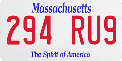 MA license plate 294RU9