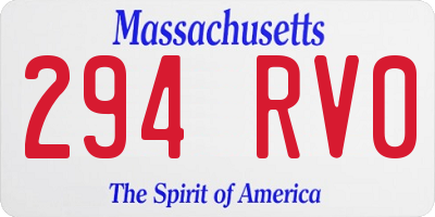 MA license plate 294RV0