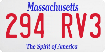 MA license plate 294RV3