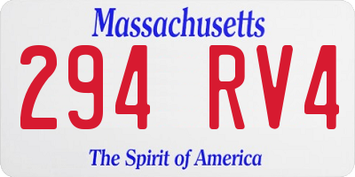 MA license plate 294RV4