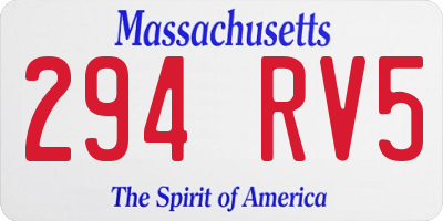 MA license plate 294RV5