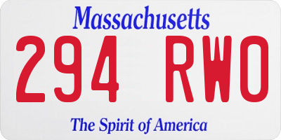MA license plate 294RW0