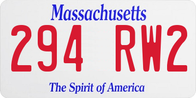 MA license plate 294RW2