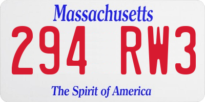 MA license plate 294RW3