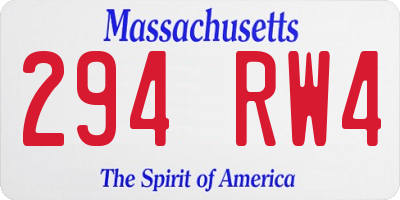 MA license plate 294RW4