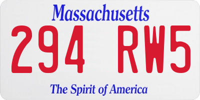 MA license plate 294RW5