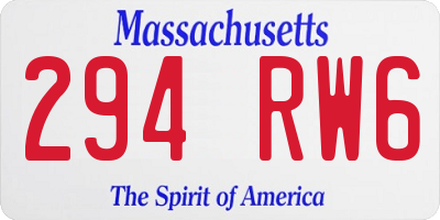 MA license plate 294RW6