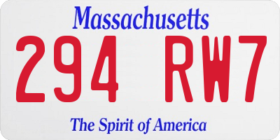 MA license plate 294RW7