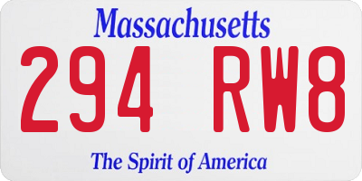 MA license plate 294RW8