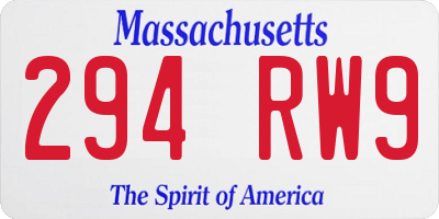 MA license plate 294RW9