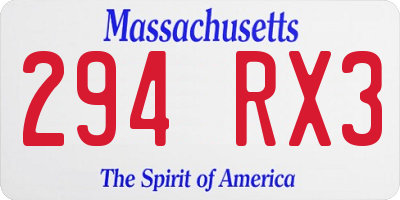 MA license plate 294RX3