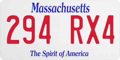 MA license plate 294RX4
