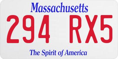 MA license plate 294RX5
