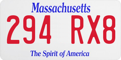 MA license plate 294RX8