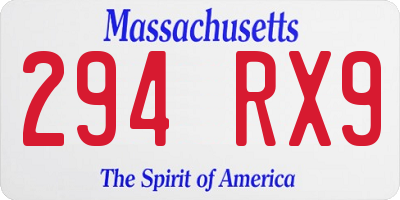 MA license plate 294RX9