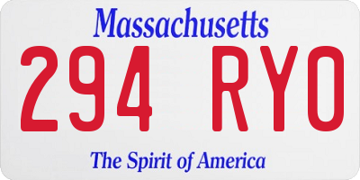 MA license plate 294RY0
