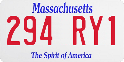 MA license plate 294RY1