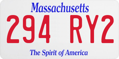 MA license plate 294RY2