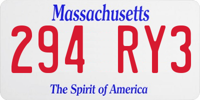 MA license plate 294RY3